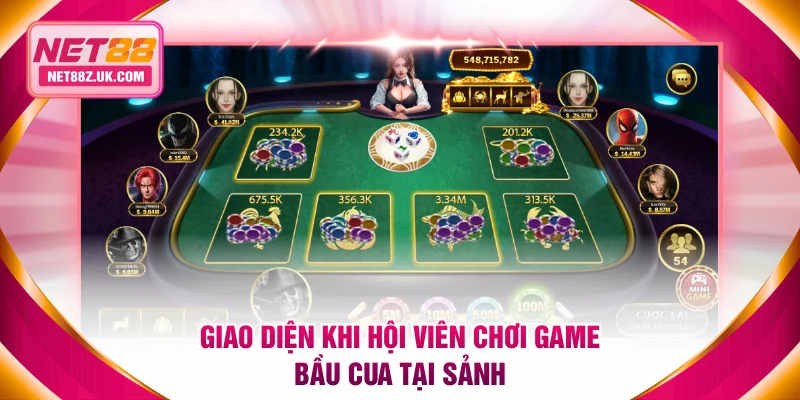 Giao diện khi hội viên chơi game Bầu Cua tại sảnh